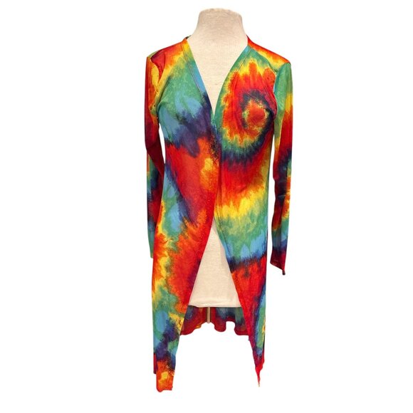 Womens XL Tie-Dye Open Front Long Sleeve Cardigan By NYC - Picture 1 of 7
